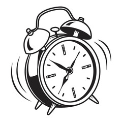 Vintage alarm clock ringing loudly with vibrating lines