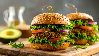 Two veggie burgers on buns