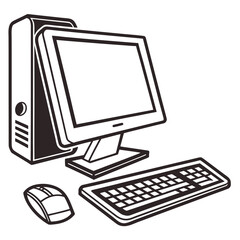 Fototapeta premium Classic desktop computer with monitor keyboard and mouse