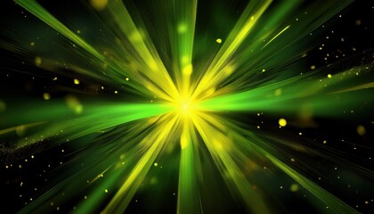 vibrant green light explosion with streaks of yellow glowing particles for dynamic backgrounds and digital designs