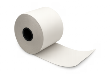White paper roll unrolling on transparent background
