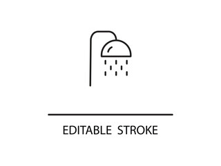 Clean line art shower icon design, perfect for minimalist bathroom designs and editable stroke, modern home interior and plumbing projects.
