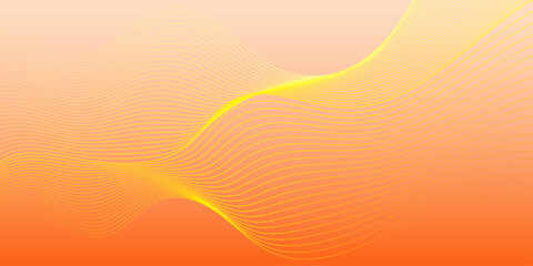 Smooth flowing orange, yellow and white colors wave line abstract background.