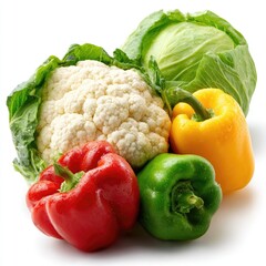Fresh vegetables cabbage, cauliflower, and peppers
