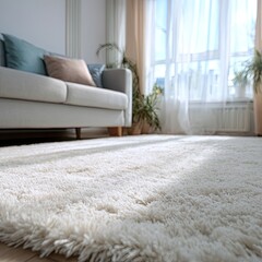 Cream carpet in a bright living room with a couch