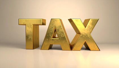 Golden “TAX” letters on neutral background