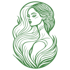woman beauty mermaid illustration green