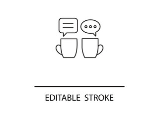 Coffee break chat minimalist icon for creative collaboration on social media marketing and business teamwork brainstorming sessions.