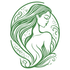 woman beauty mermaid illustration green
