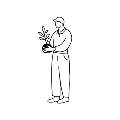 Obraz premium Man plant gardening gardener nature agriculture growth sustainable environment eco friendly organic seedling care