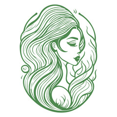woman beauty mermaid illustration green