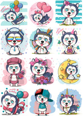 set of funny cartoon animals