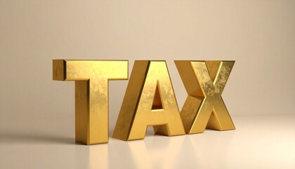 Golden “TAX” letters on neutral background