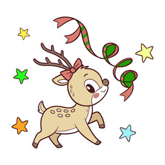 Naklejka premium Festive Christmas reindeer vector illustration with antlers