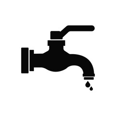 Faucet or Tap with Handle Icon Vector Illustration. Water Tap with Handle Symbol Representing Household.