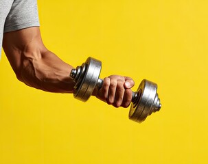 Close-up of a man's arm holding a dumbbell