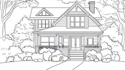 Obraz premium House illustration exterior view