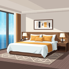 Luxury Ocean View Hotel Room Relaxing Getaway