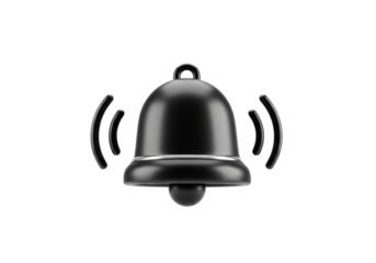 Black bell ringing isolated on transparent background