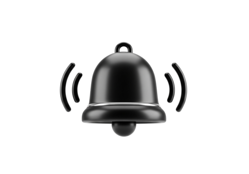 Black bell ringing isolated on transparent background