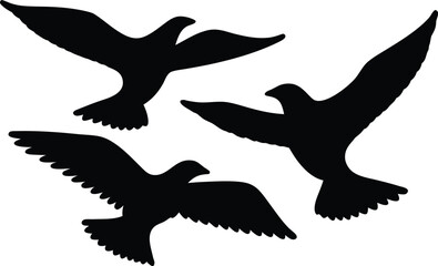 flying birds silhouette vector, bird flying vector illustration