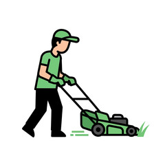 Lawn Care Service Professional Gardener Mowing Grass