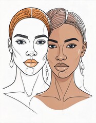 Two women's faces, one light, one dark