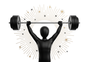 Silhouette of a person lifting a barbell, isolated on transparent background