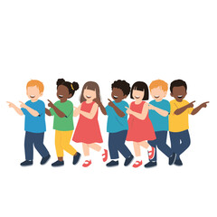 Obraz premium Group of diverse happy children dancing together showing joyful movement fun activities