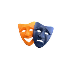 A classic combination of theatrical masks, transparent background