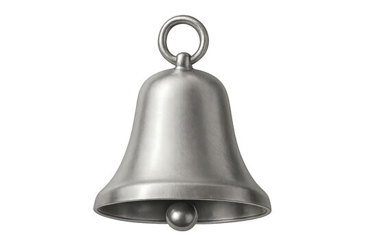 Shiny metal bell hanging on transparent background