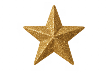 Golden glitter star shining on transparent background