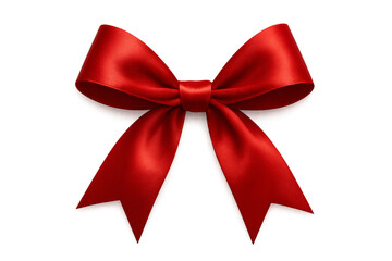 Fototapeta premium Shiny red silk ribbon bow on transparent background