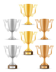 sport games golden cups winner cartoon stock vector illustration isolated on white background