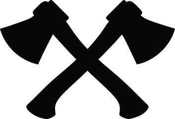 Axes silhouette vector, Two crossed axes icon vector
