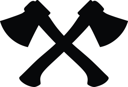 Axes silhouette vector, Two crossed axes icon vector

