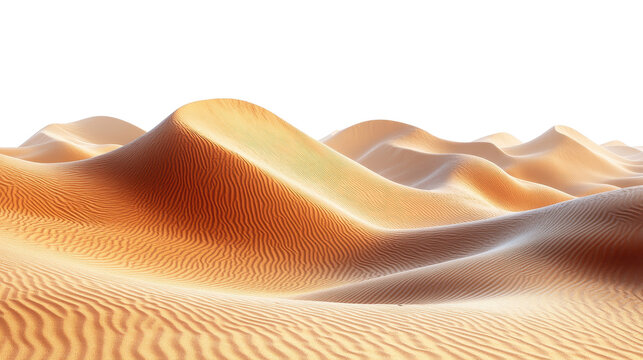 a desert Sand dunes landscape isolated on white transparent background