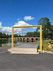 Historic Old Stone Bridge in Karlstad Sweden Crossing the Klar&auml;lven River
