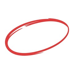 Hand-drawn red oval highlight, marker style, emphasis graphic, design element, isolated on white background.