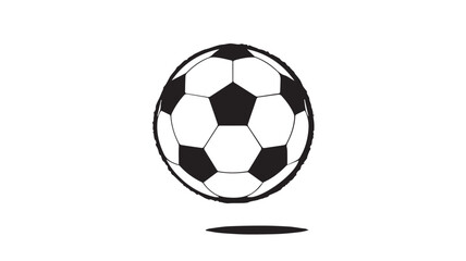 Obraz premium A black and white illustration of a soccer ball viewed from a slightly angled perspective. 