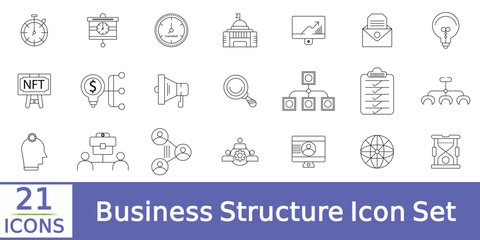 Business Structure Marketing Icon Set in Line Style with Editable Vector