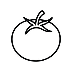 Simple outline drawing of a fresh tomato with stem and leaves