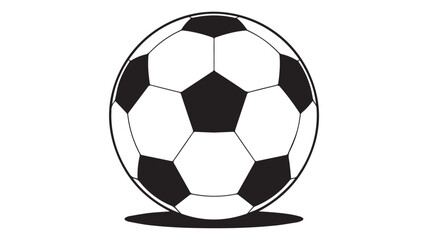 Obraz premium A black and white illustration of a soccer ball viewed from a slightly angled perspective. 