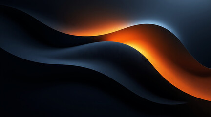 Abstract fiery orange and blue waves flowing gracefully across a dark moody background