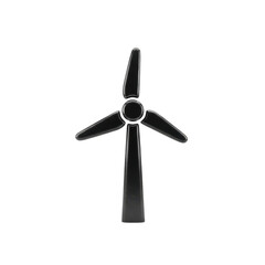 3d icon of wind turbine , a symbol of renewable energy source on a transparent background