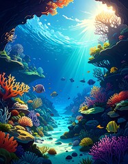 Underwater coral reef scene