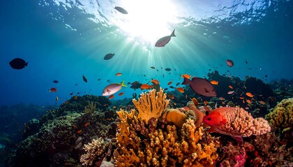 Underwater coral reef teeming with fish (2)