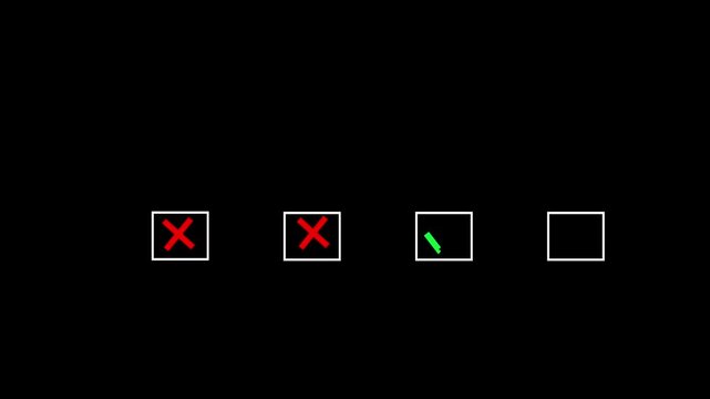 MCQ option select animation for quiz with black background.