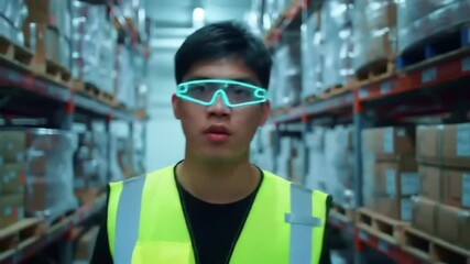 Warehouse worker augmented reality glasses - Powered by Adobe