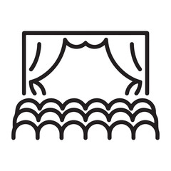 Line art theater stage seats arrangement curtain art vector	
